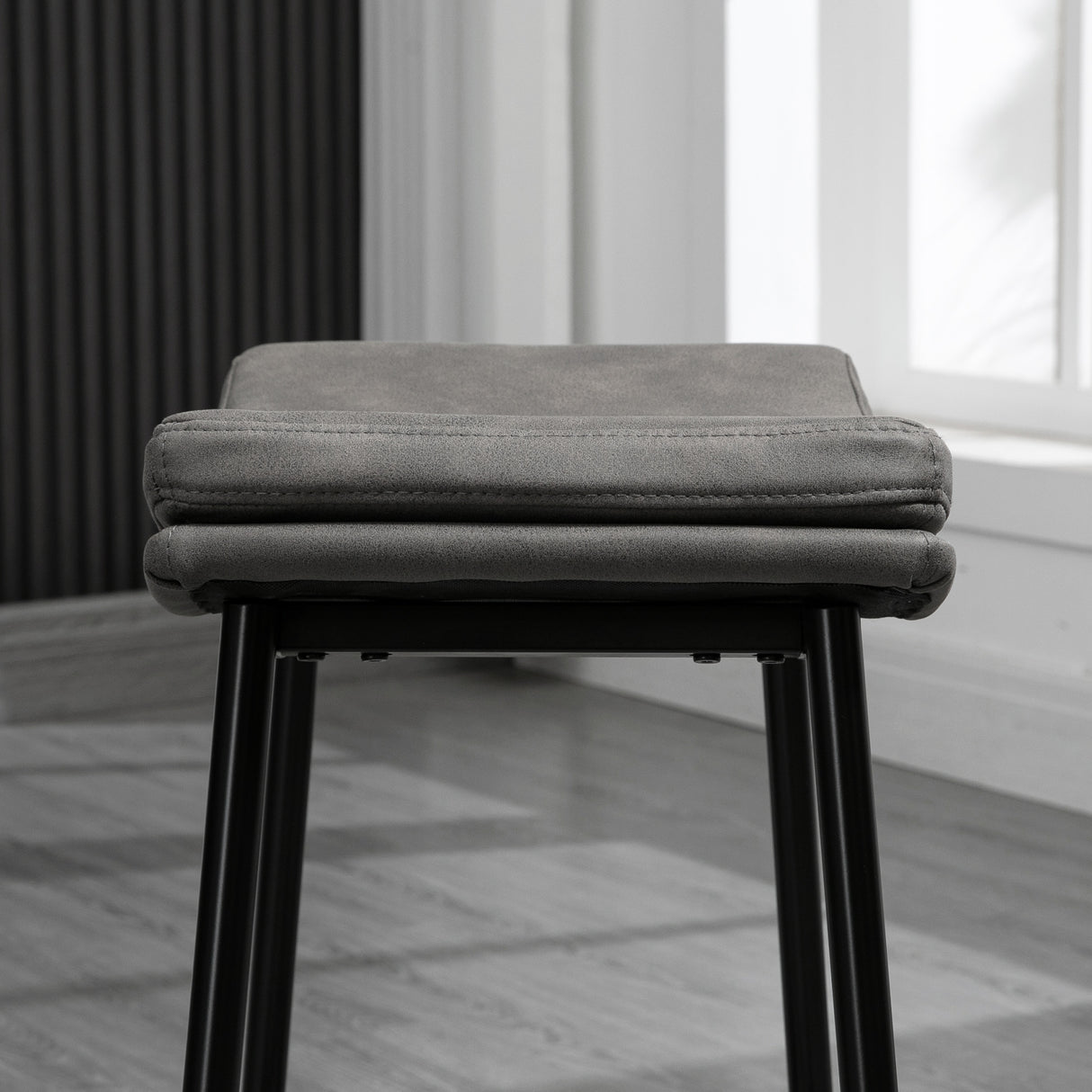 Microfibre Fabric Breakfast Bar Stools in Set Of 2 With Curved Seat - Velmora