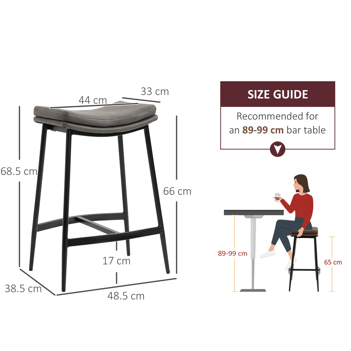Microfibre Fabric Breakfast Bar Stools in Set Of 2 With Curved Seat - Velmora