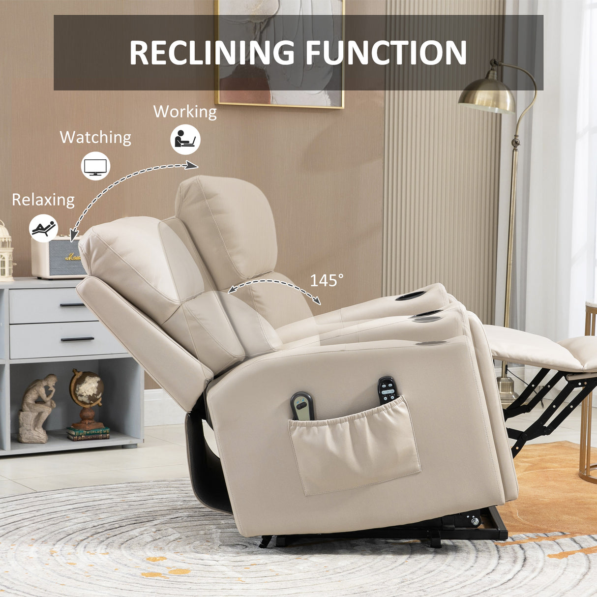 Microfibre Fabric Electric Recliner Chair 84cm Wide - Velmora