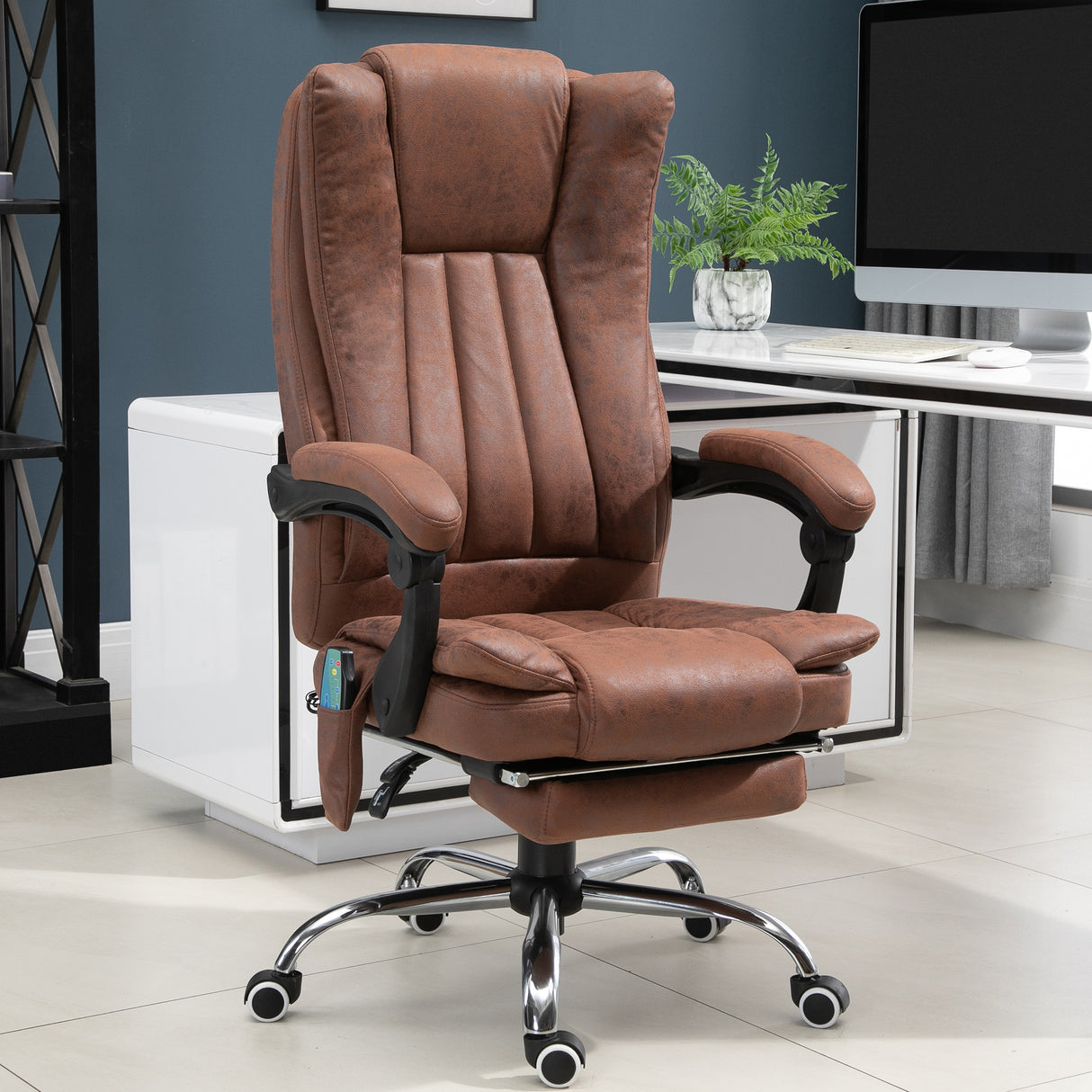 Microfibre Fabric Home And Office Chair 62cm Wide With Footrest - Velmora