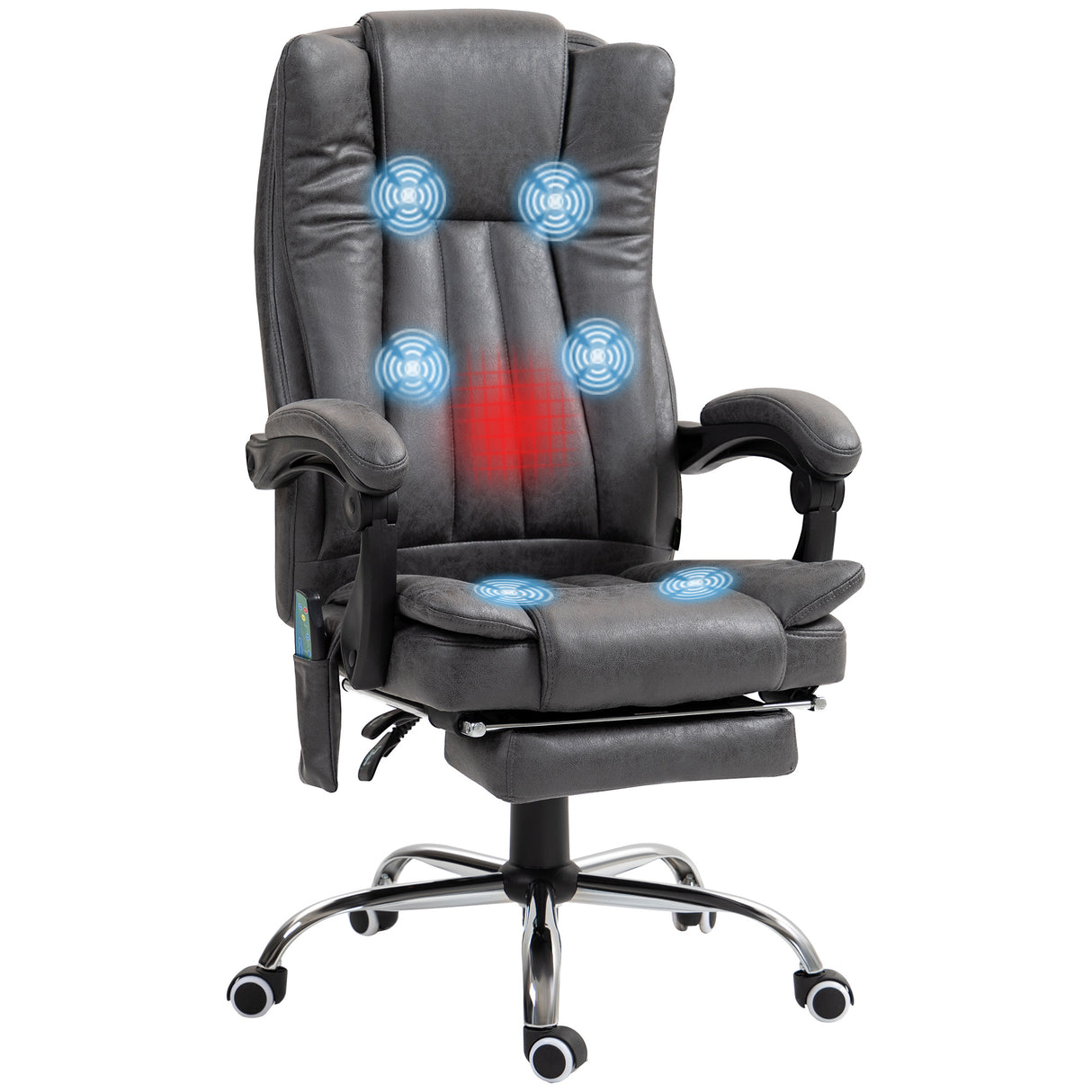 Microfibre Fabric Home And Office Chair 62cm Wide With Footrest - Velmora