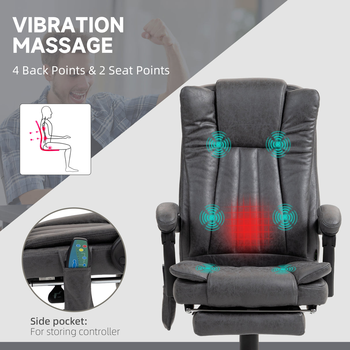 Microfibre Fabric Home And Office Chair 62cm Wide With Footrest - Velmora