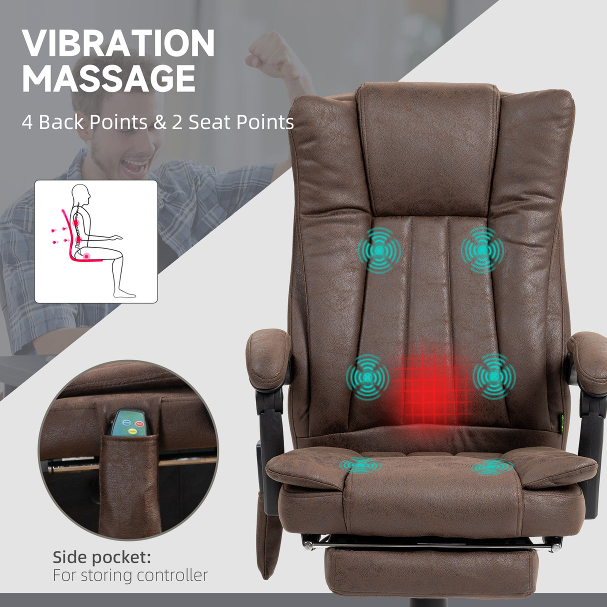 Microfibre Fabric Home And Office Chair 62cm Wide With Footrest - Velmora