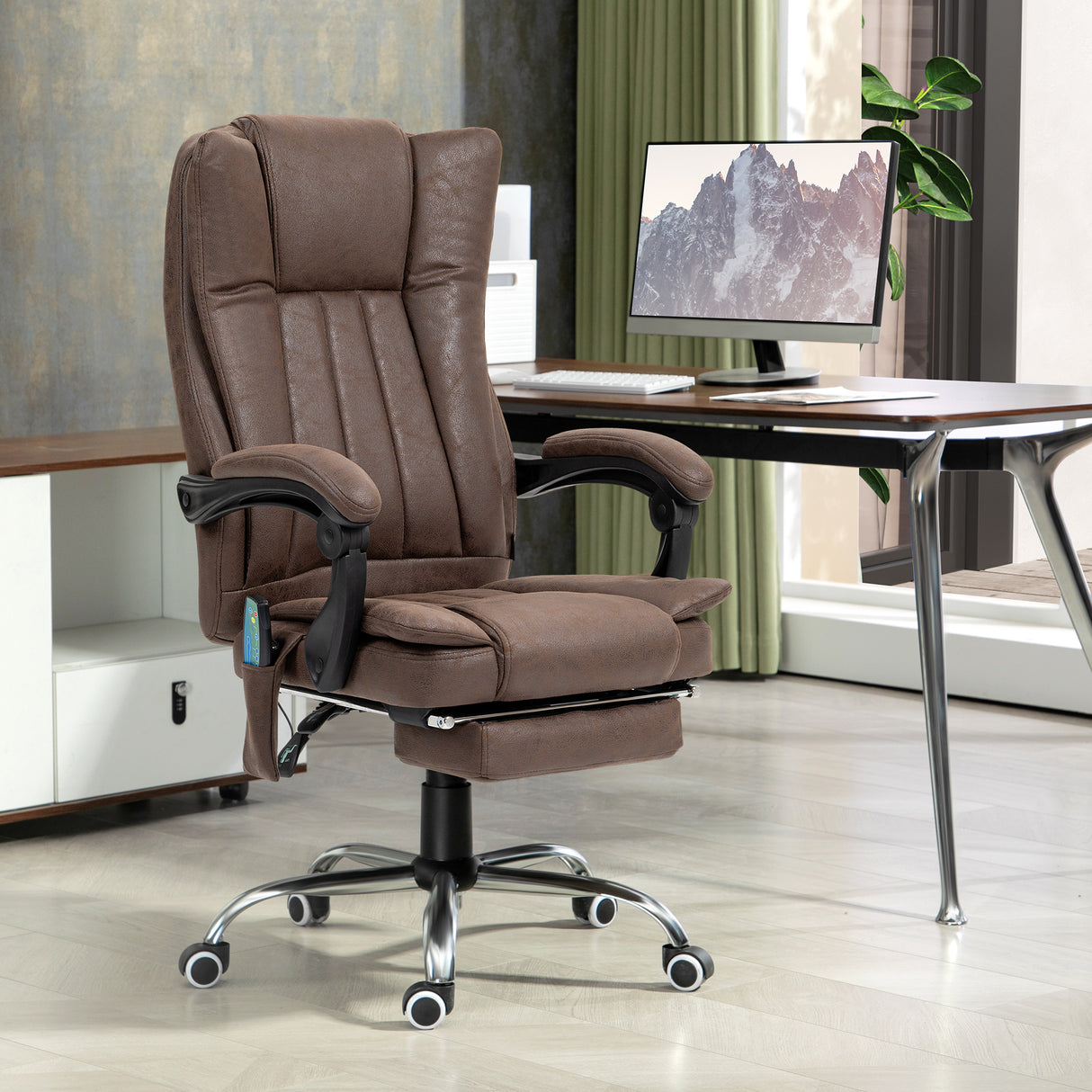 Microfibre Fabric Home And Office Chair 62cm Wide With Footrest - Velmora