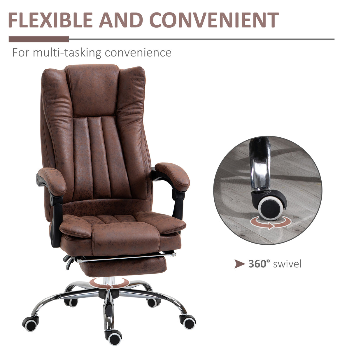 Microfibre Fabric Home And Office Chair 70cm Wide With Footrest - Velmora