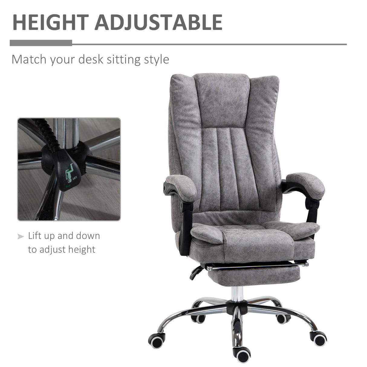 Microfibre Fabric Home And Office Chair 70cm Wide With Footrest - Velmora