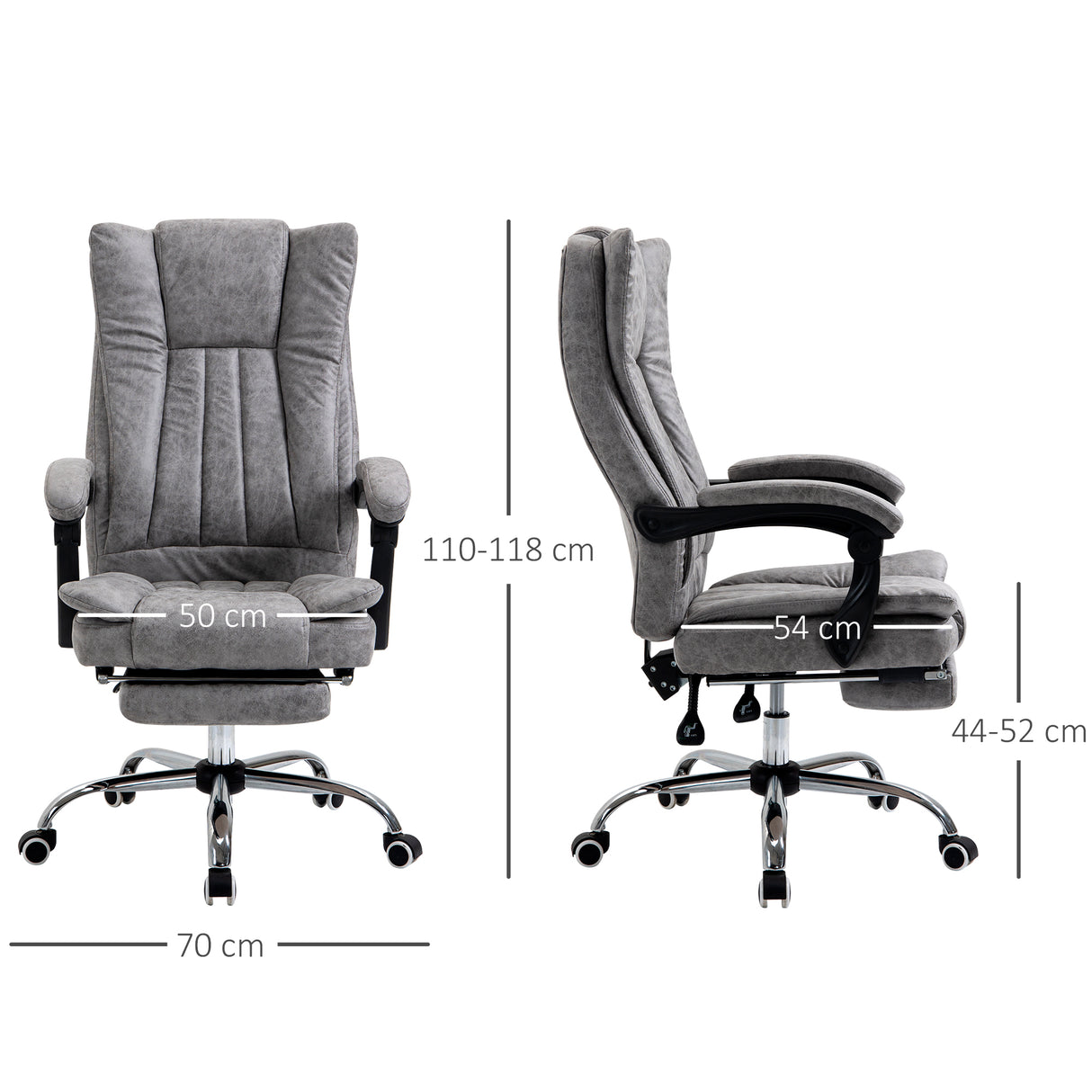 Microfibre Fabric Home And Office Chair 70cm Wide With Footrest - Velmora