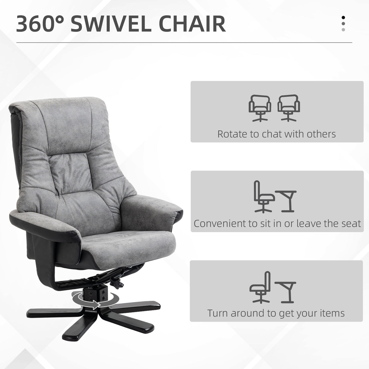 Microfibre Fabric Recliner Chair 78cm Wide With Footstool - Velmora