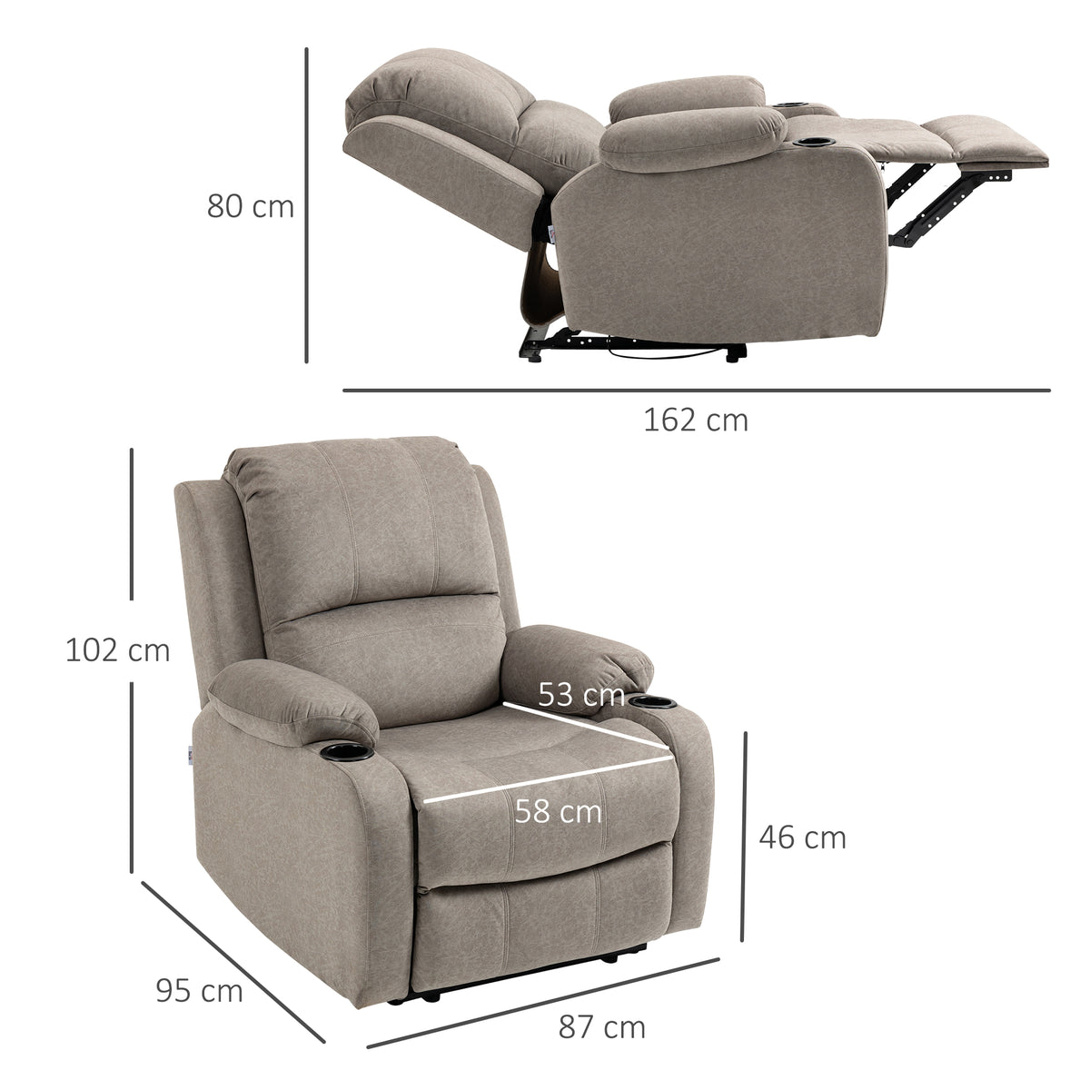 Microfibre Fabric Recliner Chair 87cm Wide With Footrest - Velmora