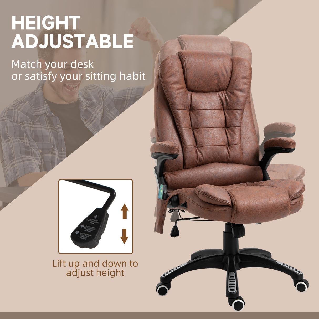 Microfibre Home And Office Chair 67cm Wide With Armrest - Velmora