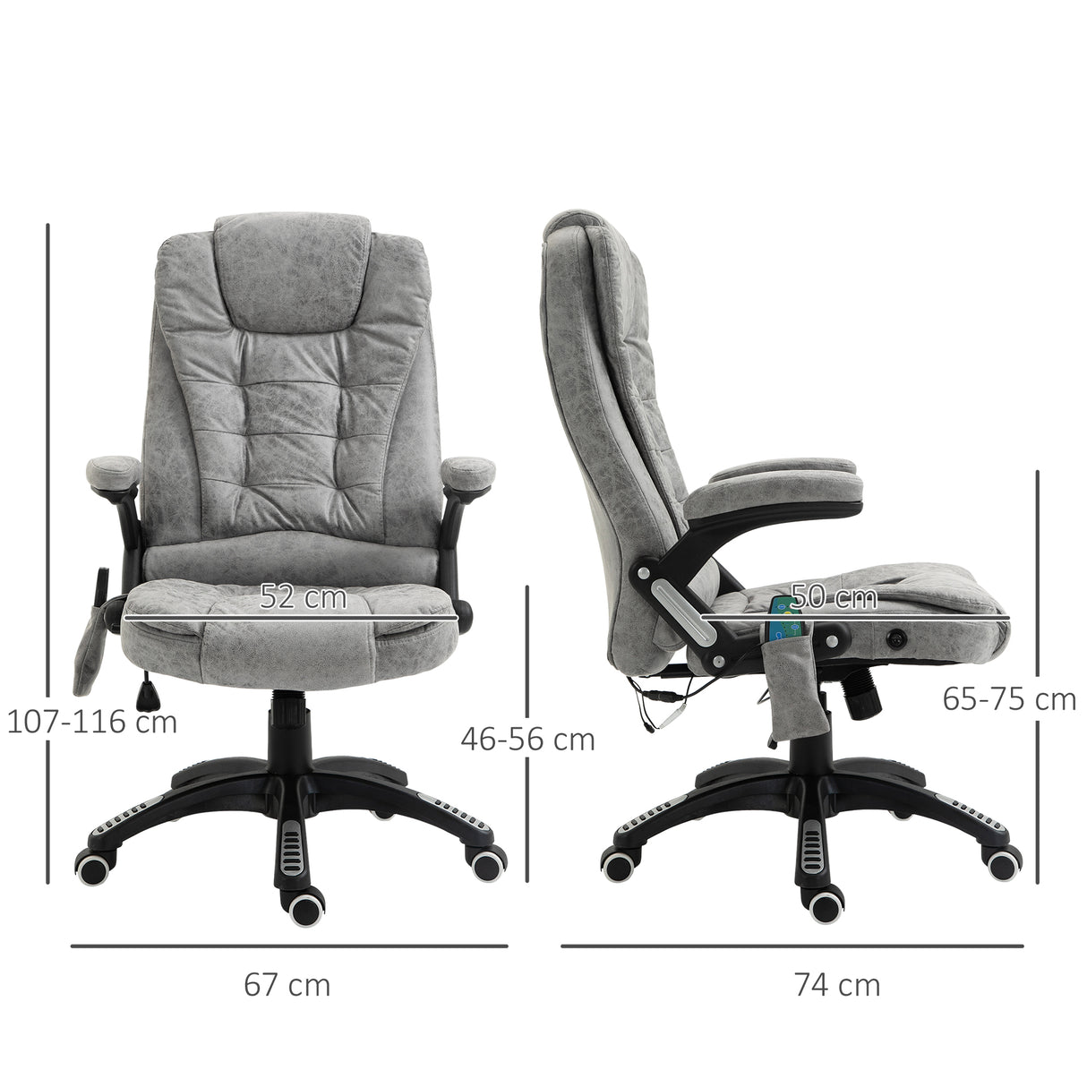 Microfibre Home And Office Chair 67cm Wide With Armrest - Velmora