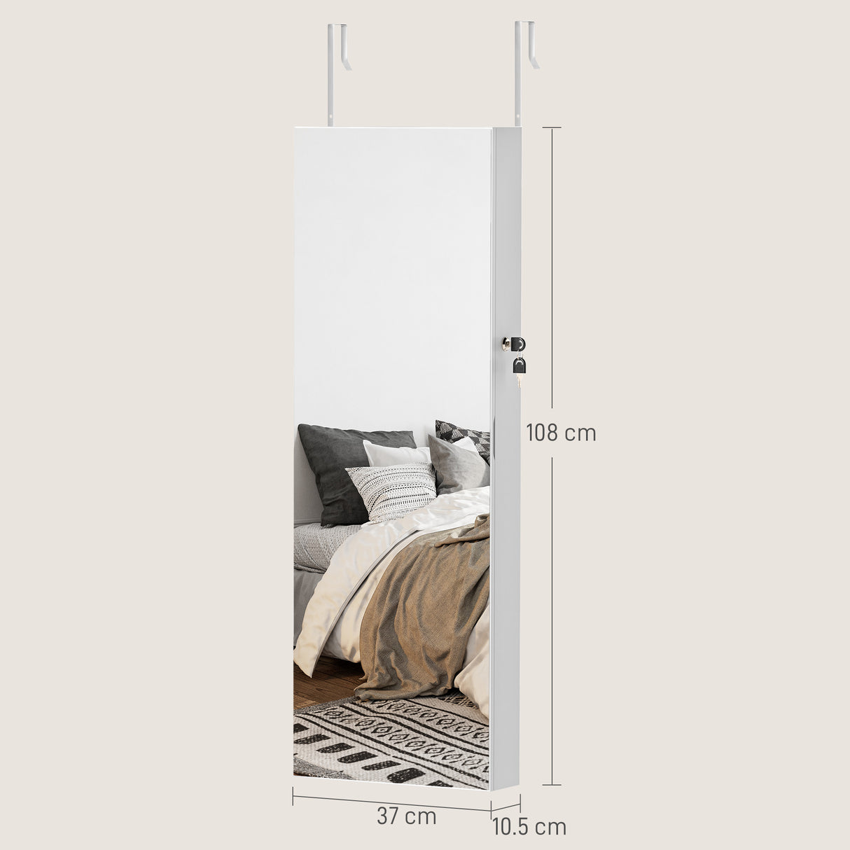 Mirrored Jewellery Storage Cabinet 37cm Wide Wall Mounted With LED Lights - Velmora