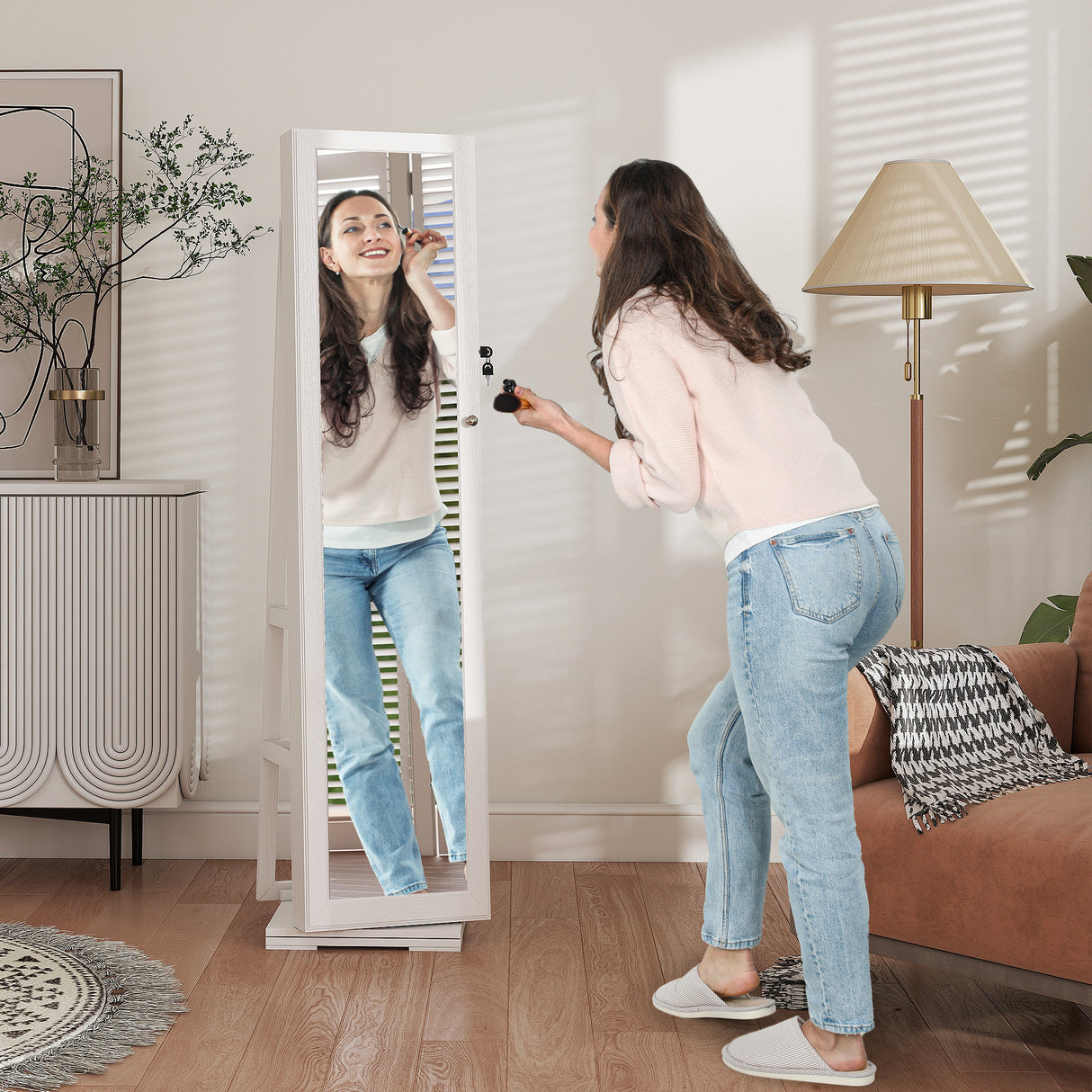 Mirrored Jewellery Storage Cabinet 38cm Wide - Velmora