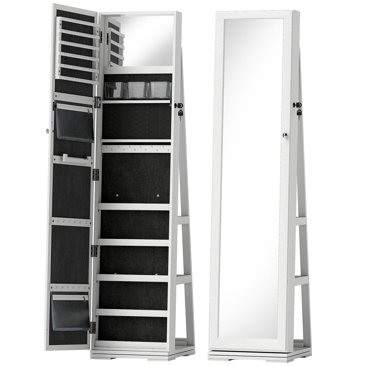 Mirrored Jewellery Storage Cabinet 38cm Wide - Velmora