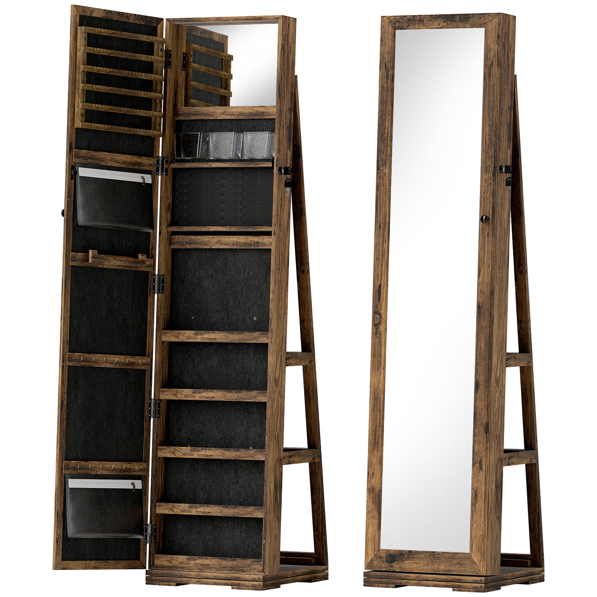 Mirrored Jewellery Storage Cabinet 38cm Wide - Velmora
