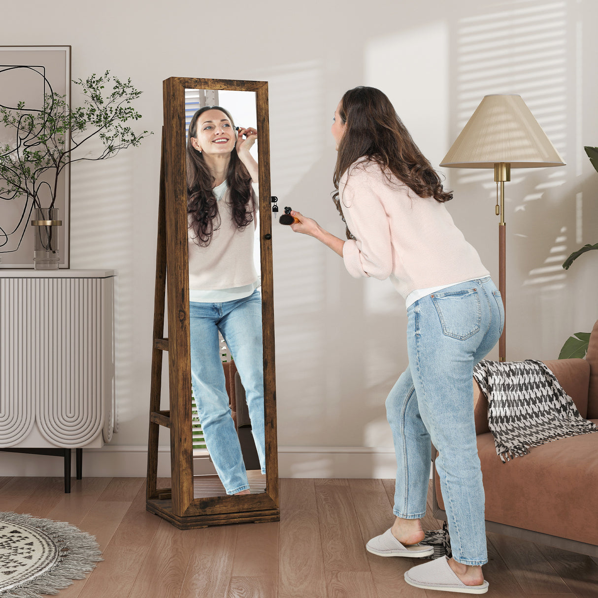Mirrored Jewellery Storage Cabinet 38cm Wide - Velmora