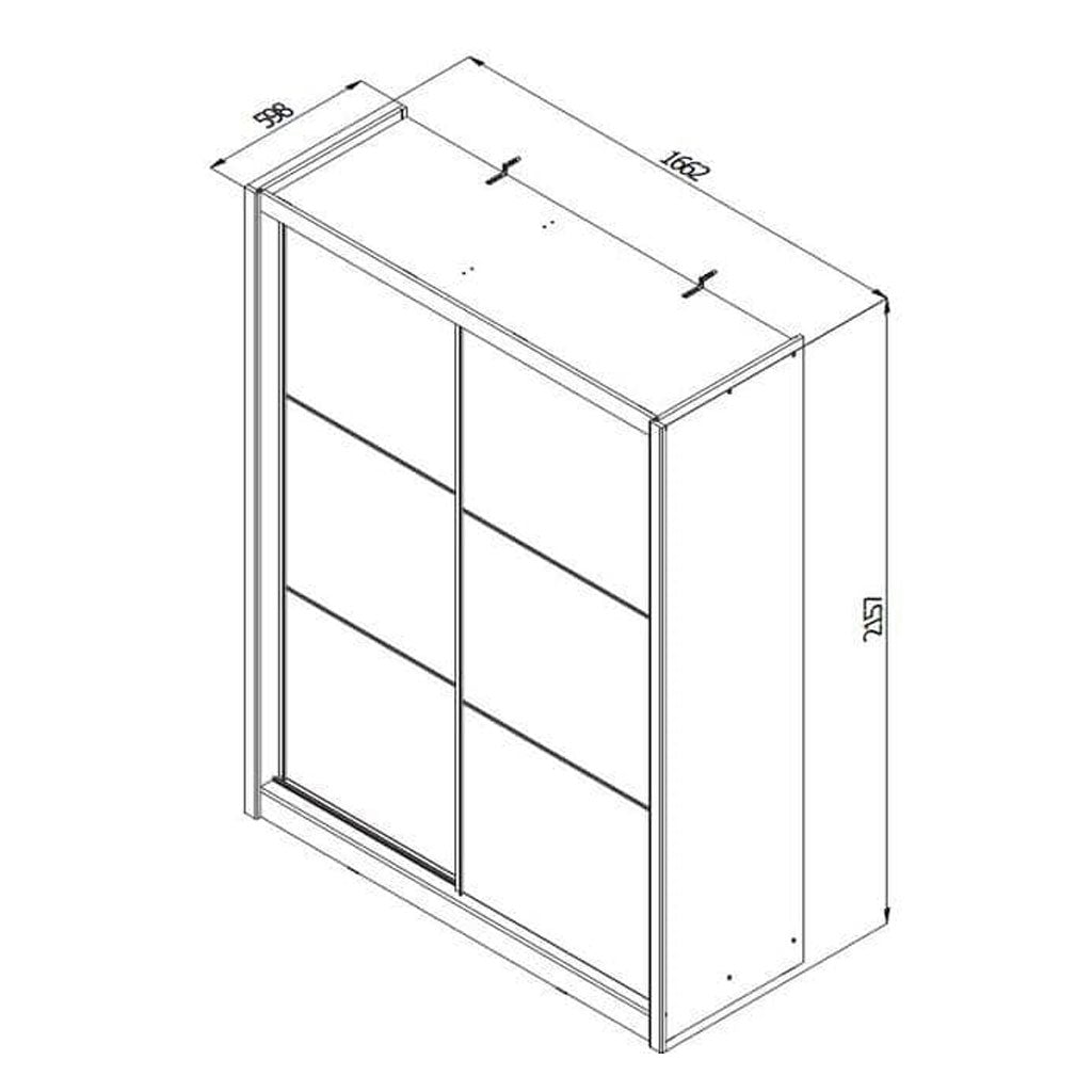 Mirrored Wardrobe 166cm Wide With 2 Sliding Doors - Navasota
