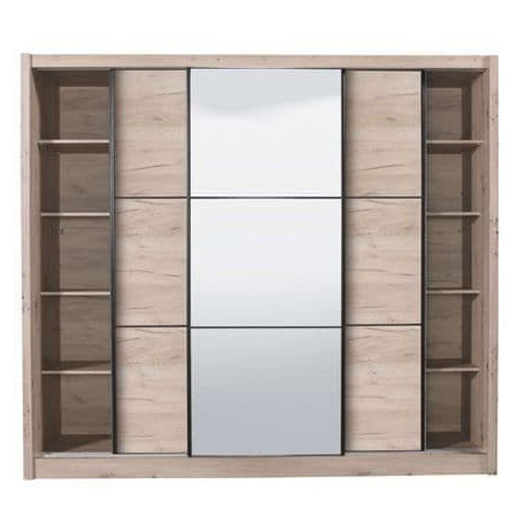 Mirrored Wardrobe 245cm Wide With 3 Sliding Doors - Navasota