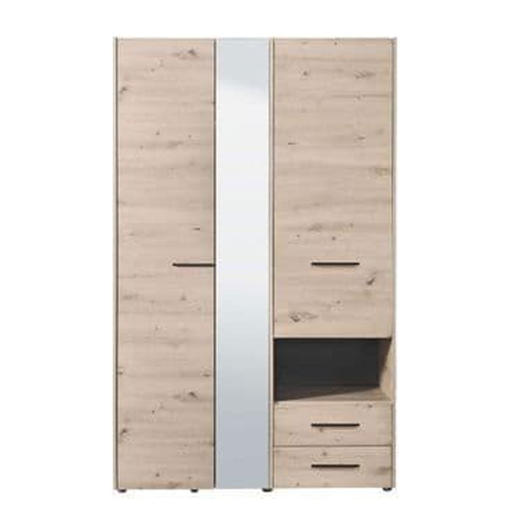 Mirrored Wardrobe With 3 Doors And 2 Drawers - Lima