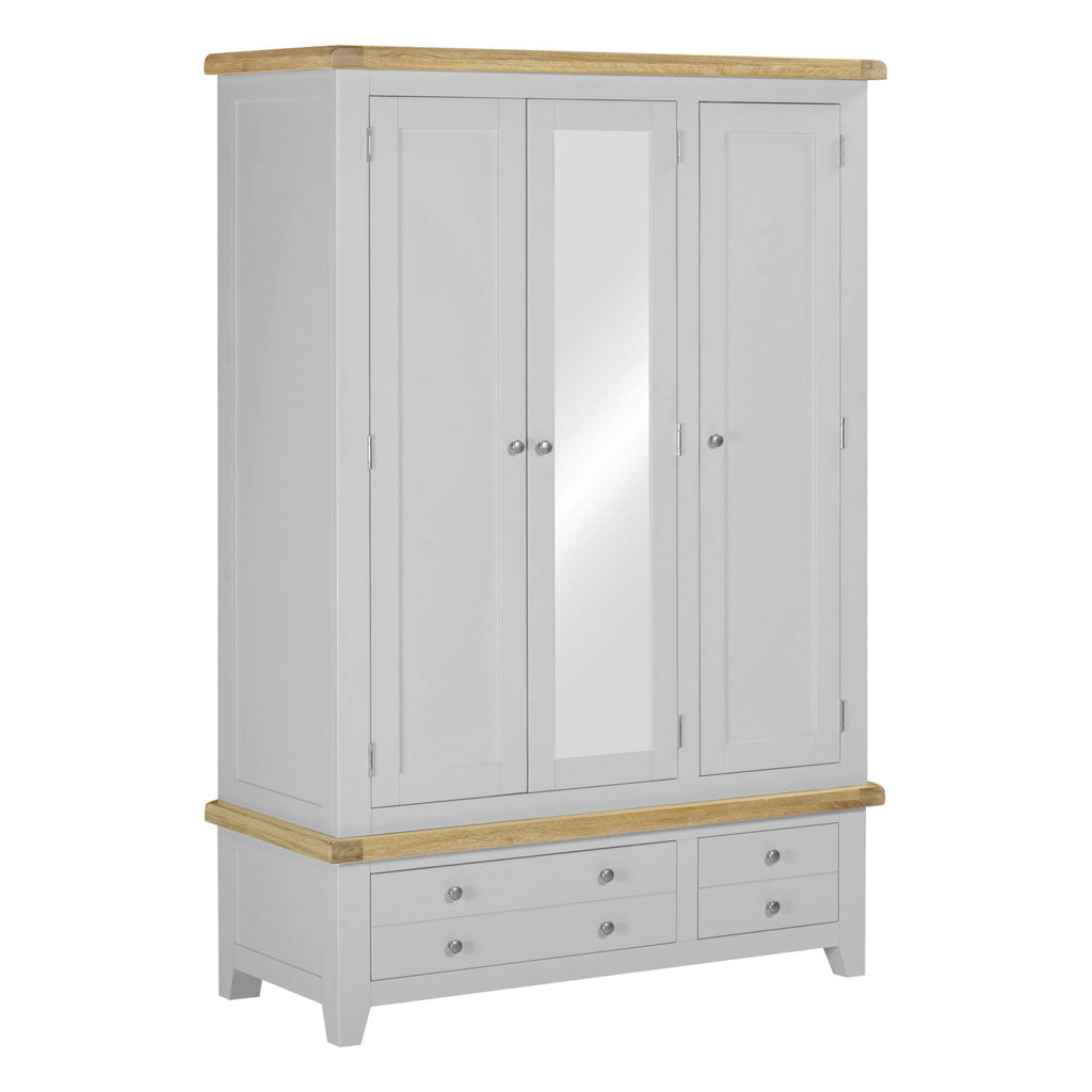 Mirrored Wardrobe With 3 Doors And 2 Drawers - Windsor
