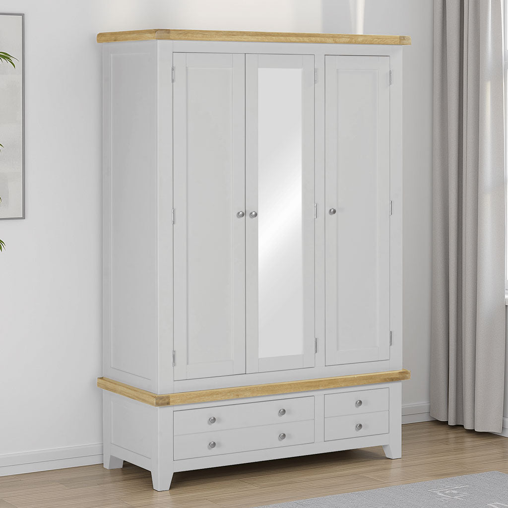 Mirrored Wardrobe With 3 Doors And 2 Drawers - Windsor