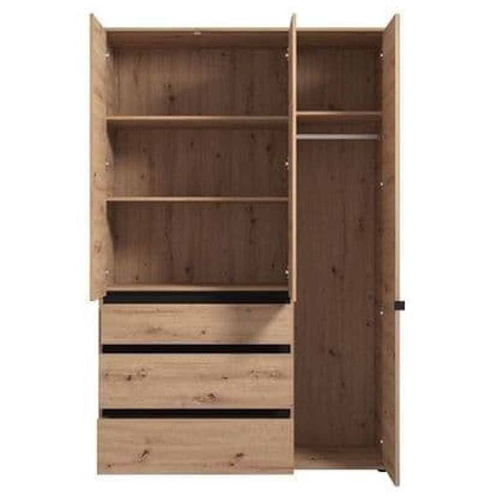 Mirrored Wardrobe With 3 Doors And 3 Drawers - Kyle