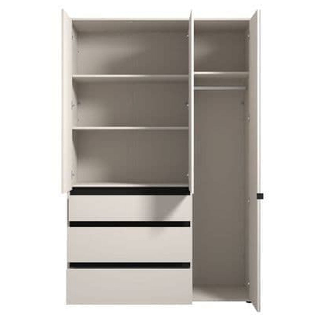 Mirrored Wardrobe With 3 Doors And 3 Drawers - Kyle