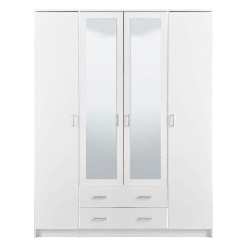 Mirrored Wardrobe With 4 Doors And 2 Drawers - Keene