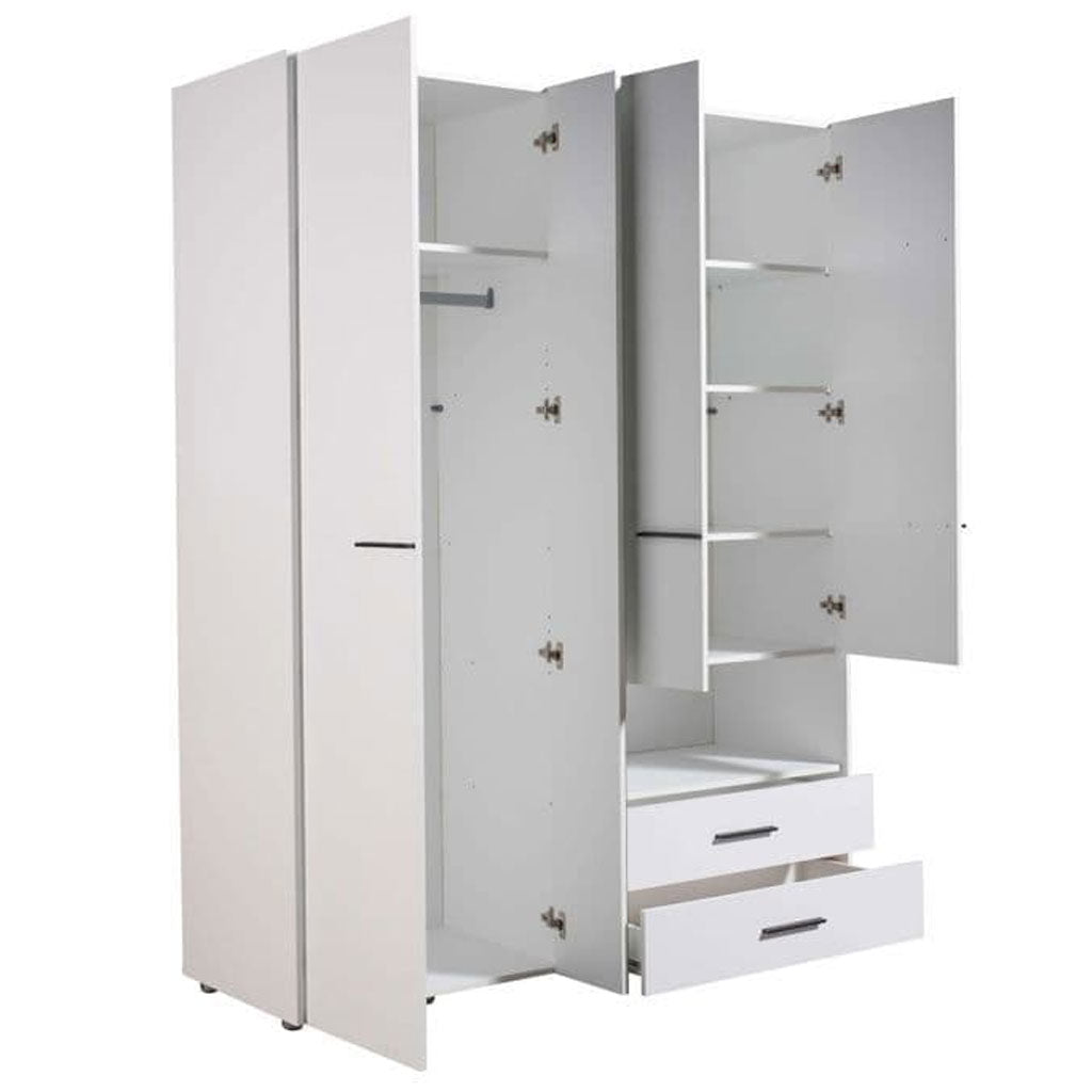 Mirrored Wardrobe With 4 Doors And 2 Drawers - Lima