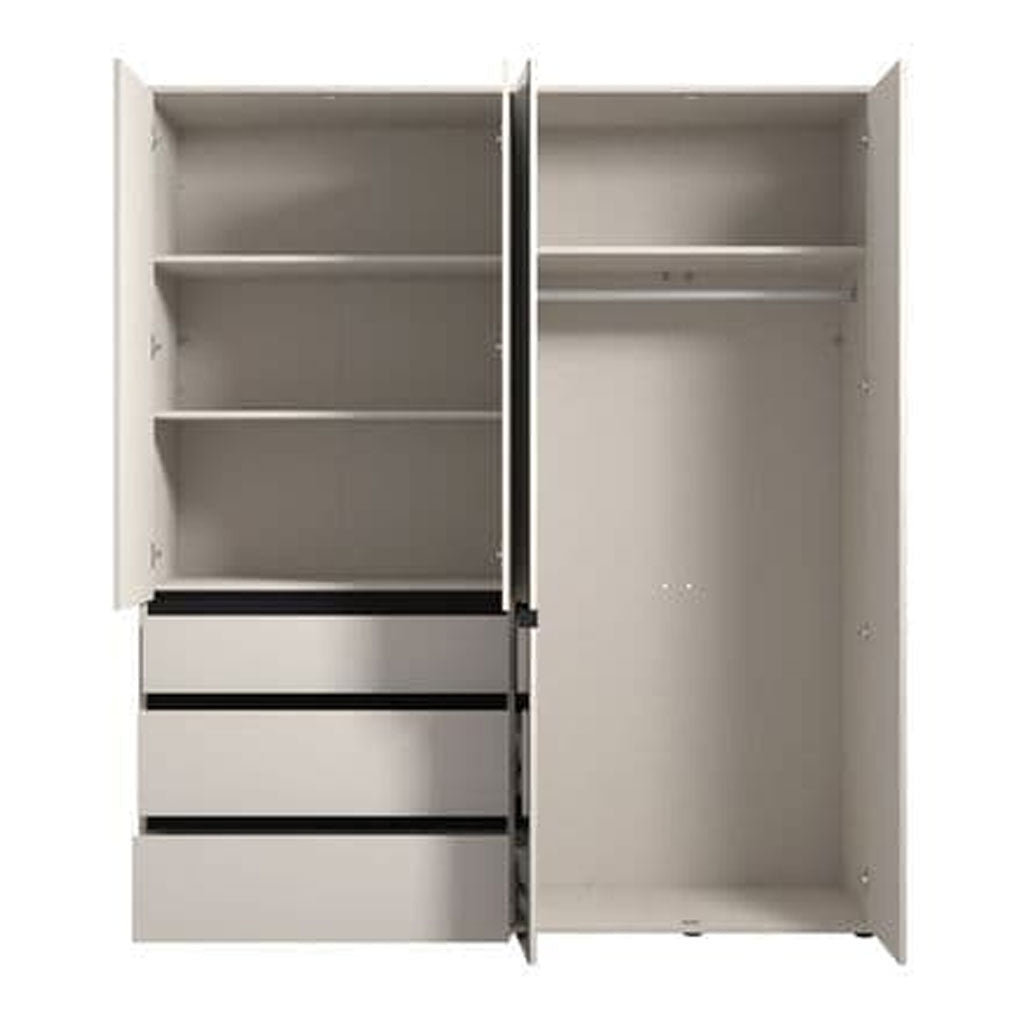 Mirrored Wardrobe With 4 Doors And 3 Drawers - Kyle