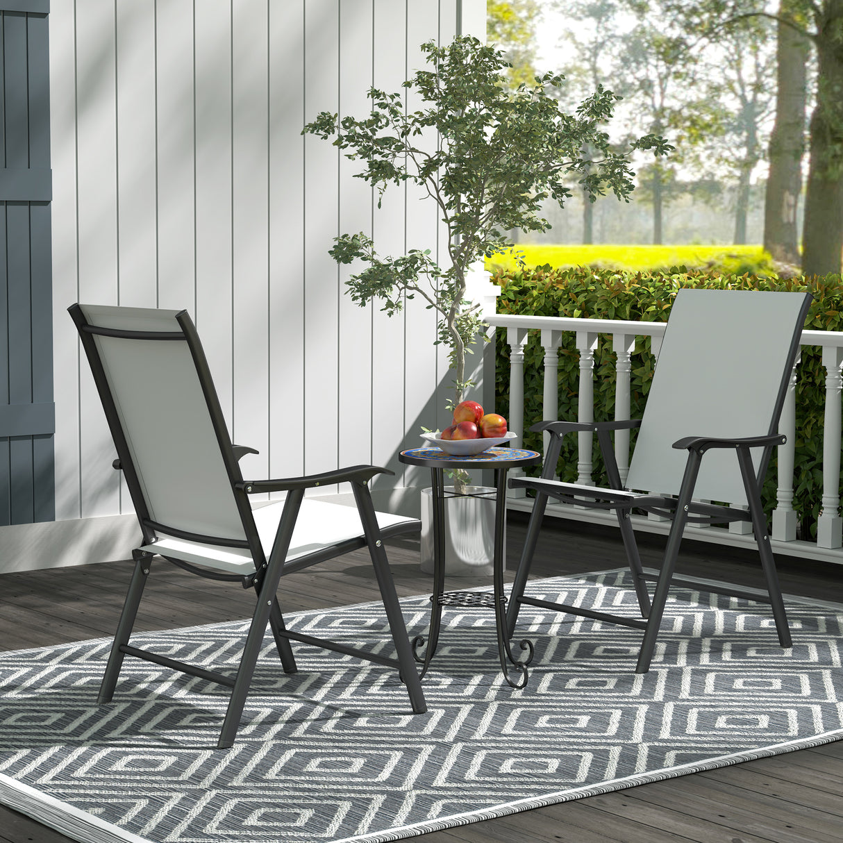Mosaic Ceramic Tile Top Garden Bistro Table Round - Velmora