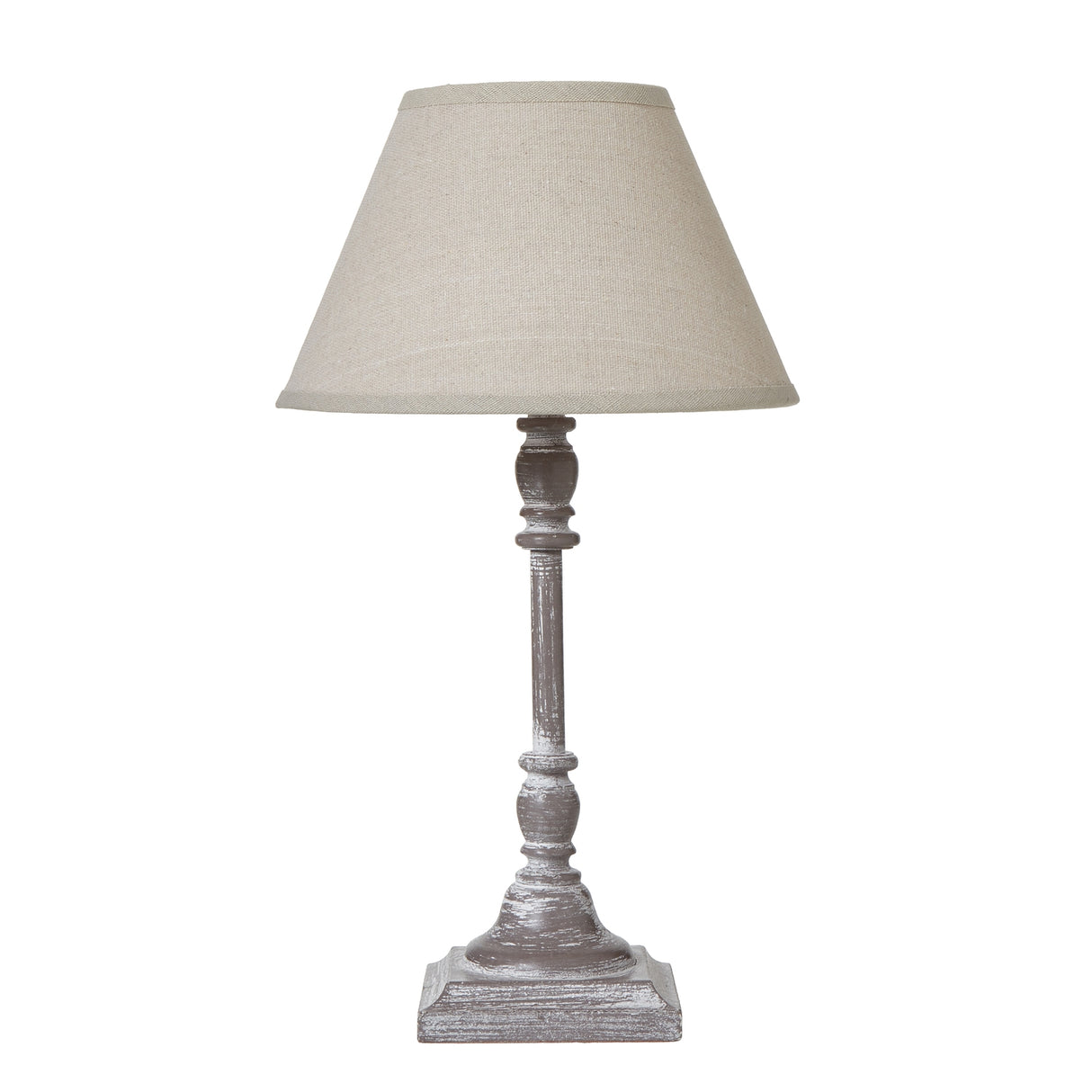 Natural Linen Shade Table Lamp With Washed Wooden Base - Antia