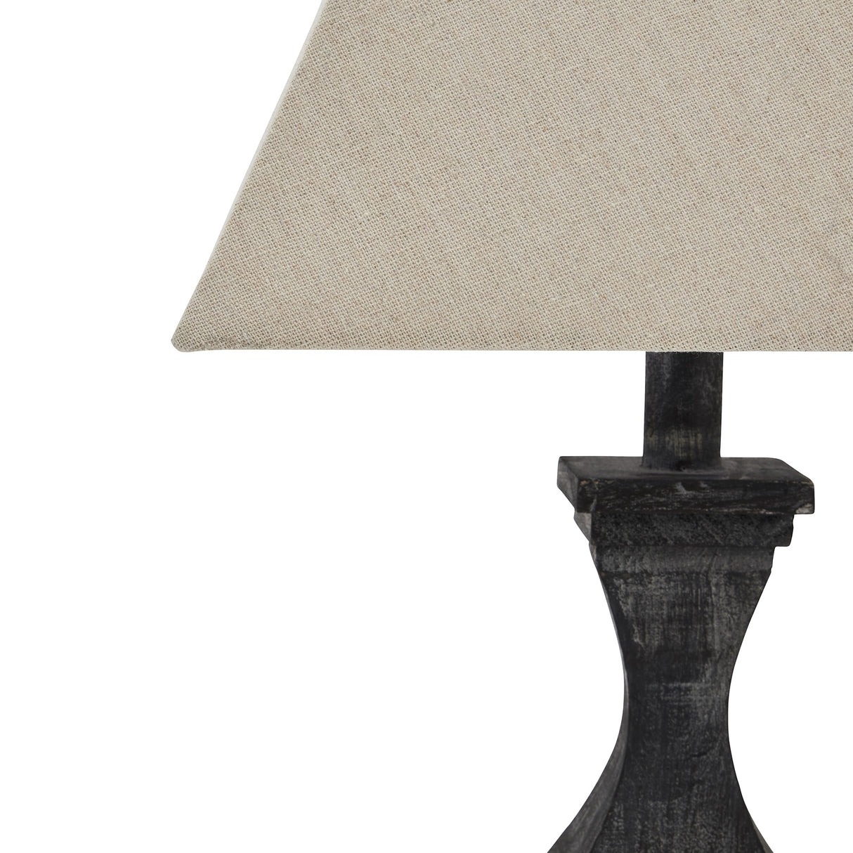 Neutral Linen Shade Table Lamp With Fluted Wooden Base - Incia