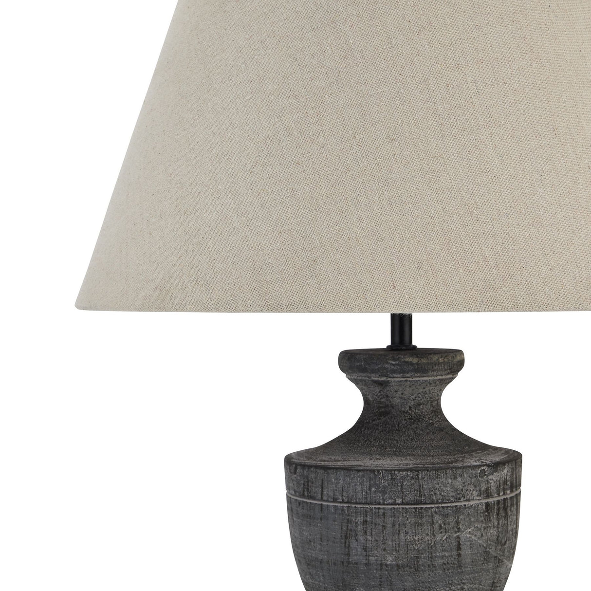 Neutral Linen Shade Table Lamp With Grey Washed Wooden Base - Incia