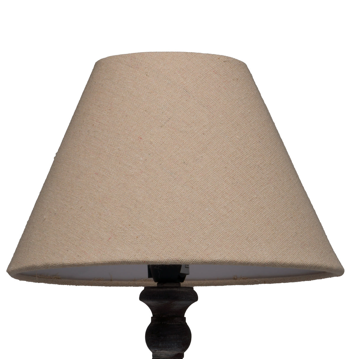 Neutral Linen Shade Table Lamp Grey Washed Wooden Base - Incia