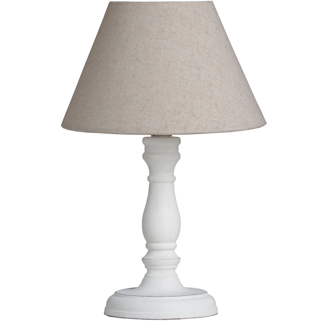 Oatmeal Linen Shade Table Lamp With White Washed Wooden Base - Cyrene