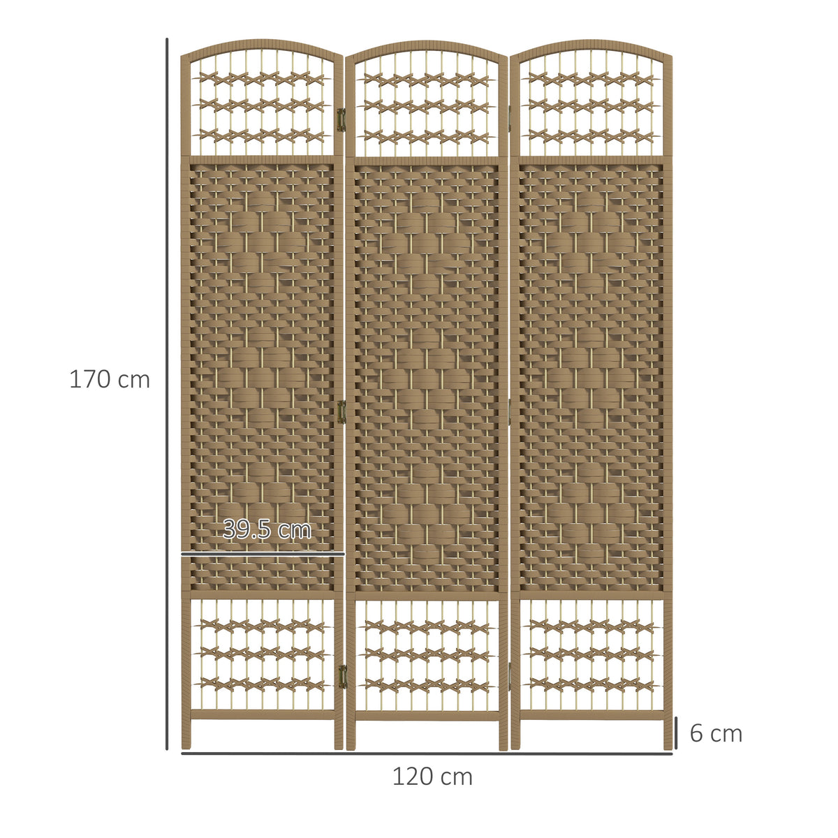 Paper Rope 3 Panel Folding Room Divider 120cm Wide - Velmora
