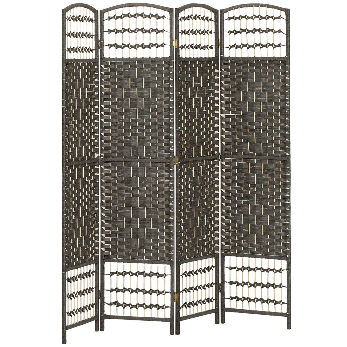 Paper Rope 4 Panel Folding Room Divider 160cm Wide - Velmora
