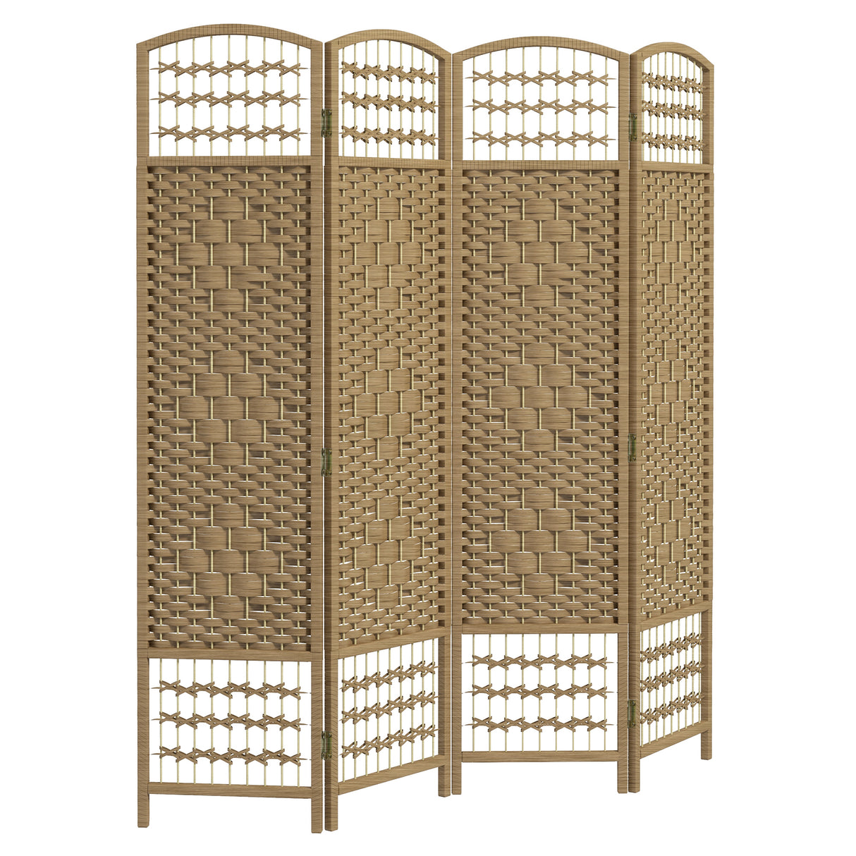 Paper Rope 4 Panel Folding Room Divider 160cm Wide - Velmora