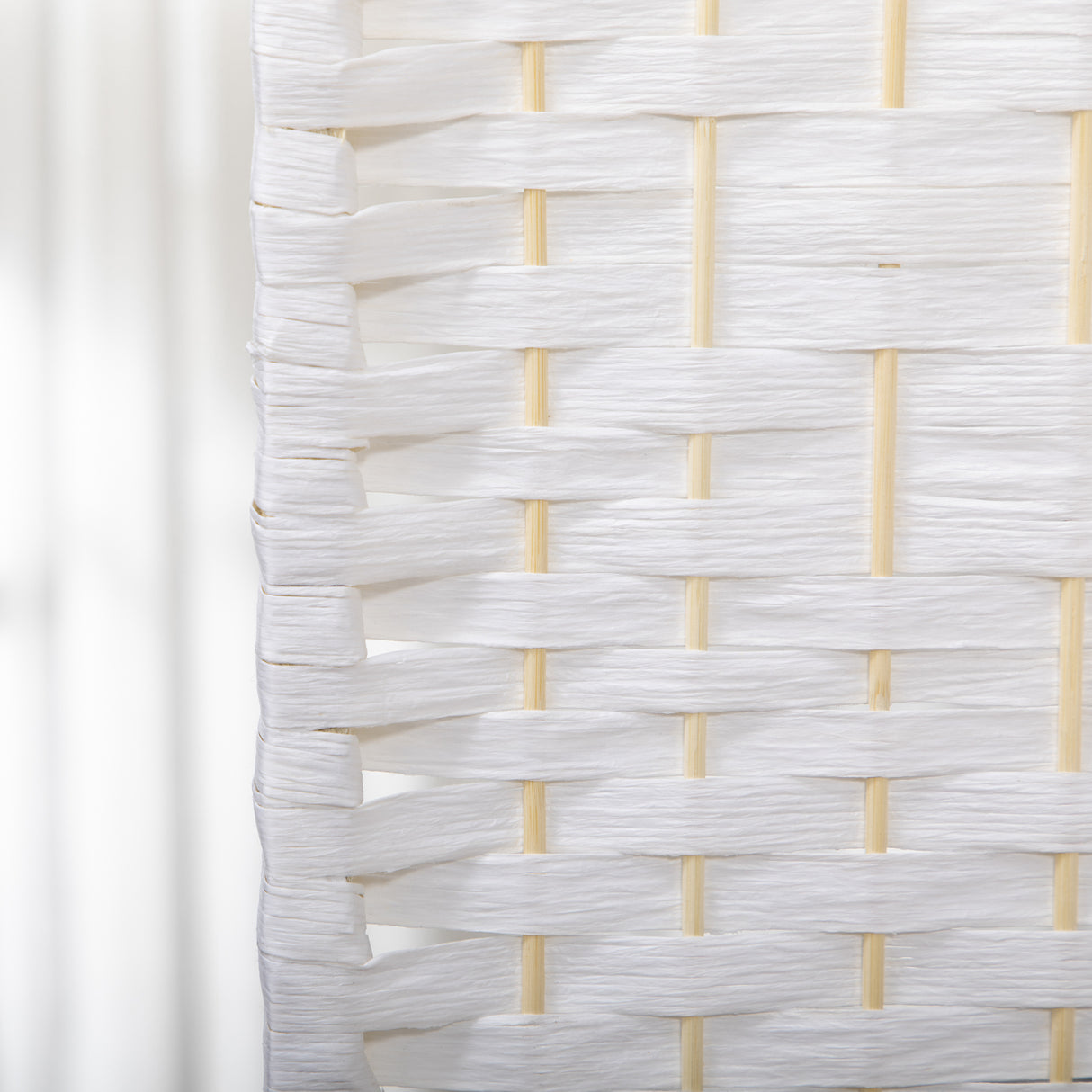 Paper Rope 4 Panel Folding Room Divider 160cm Wide - Velmora