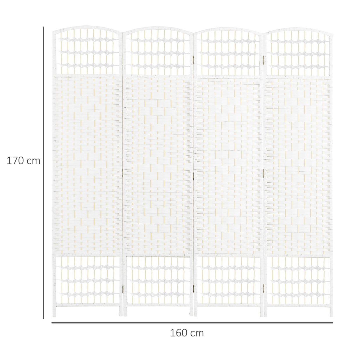 Paper Rope 4 Panel Folding Room Divider 160cm Wide - Velmora