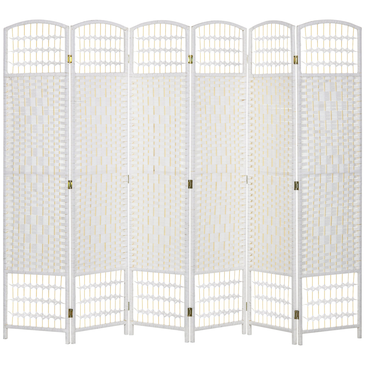 Paper Rope 6 Panel Folding Room Divider 240cm Wide - Velmora