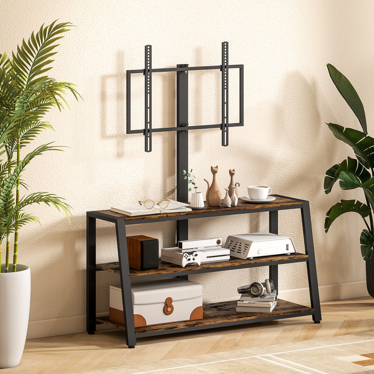 Particle Board TV Stand 108cm Wide With Bracket - Velmora