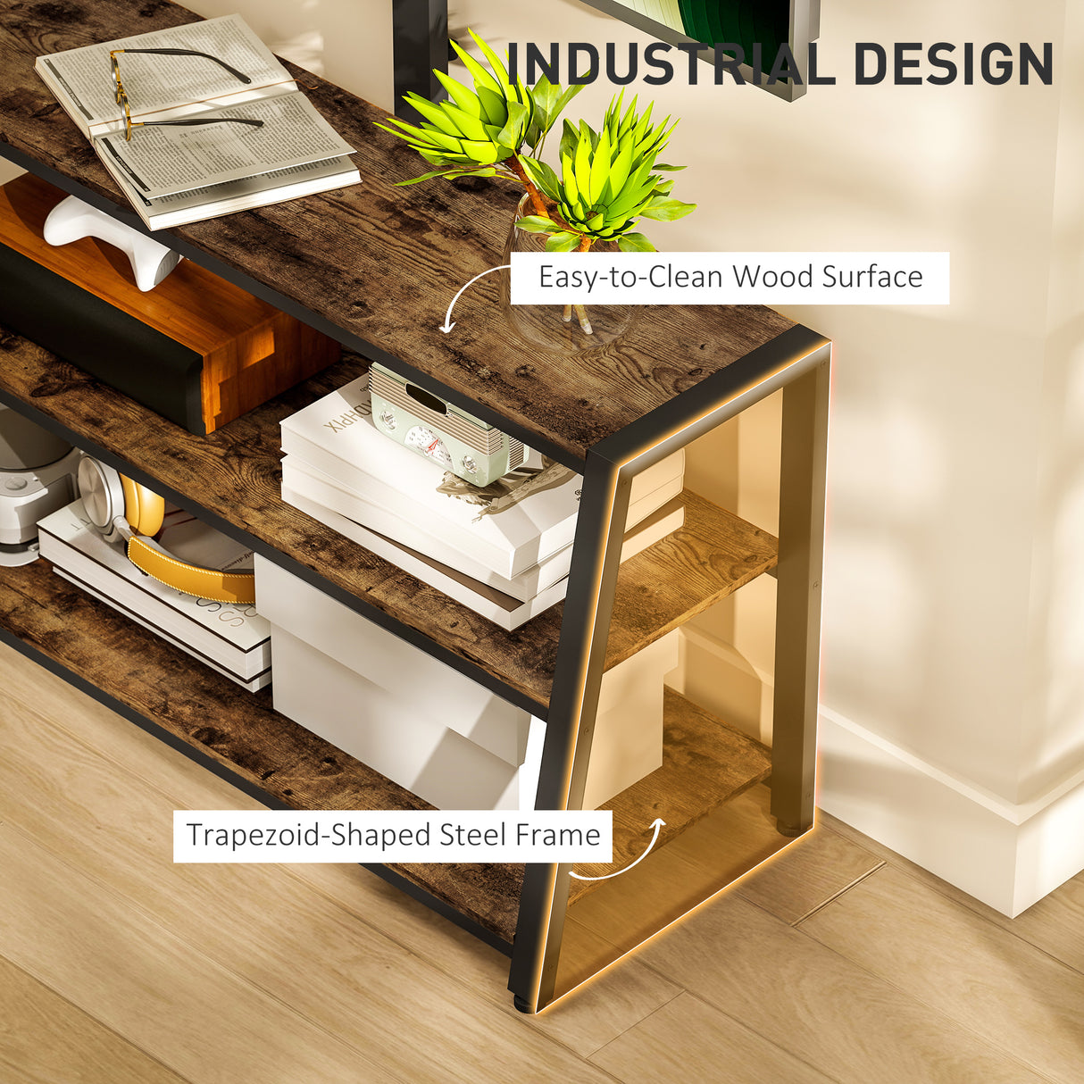 Particle Board TV Stand 108cm Wide With Bracket - Velmora