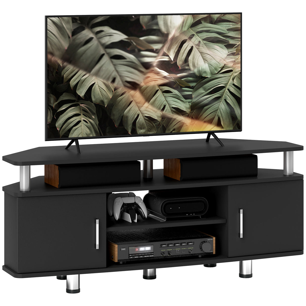 Particle Board TV Stand 120cm Wide With 2 Doors - Velmora