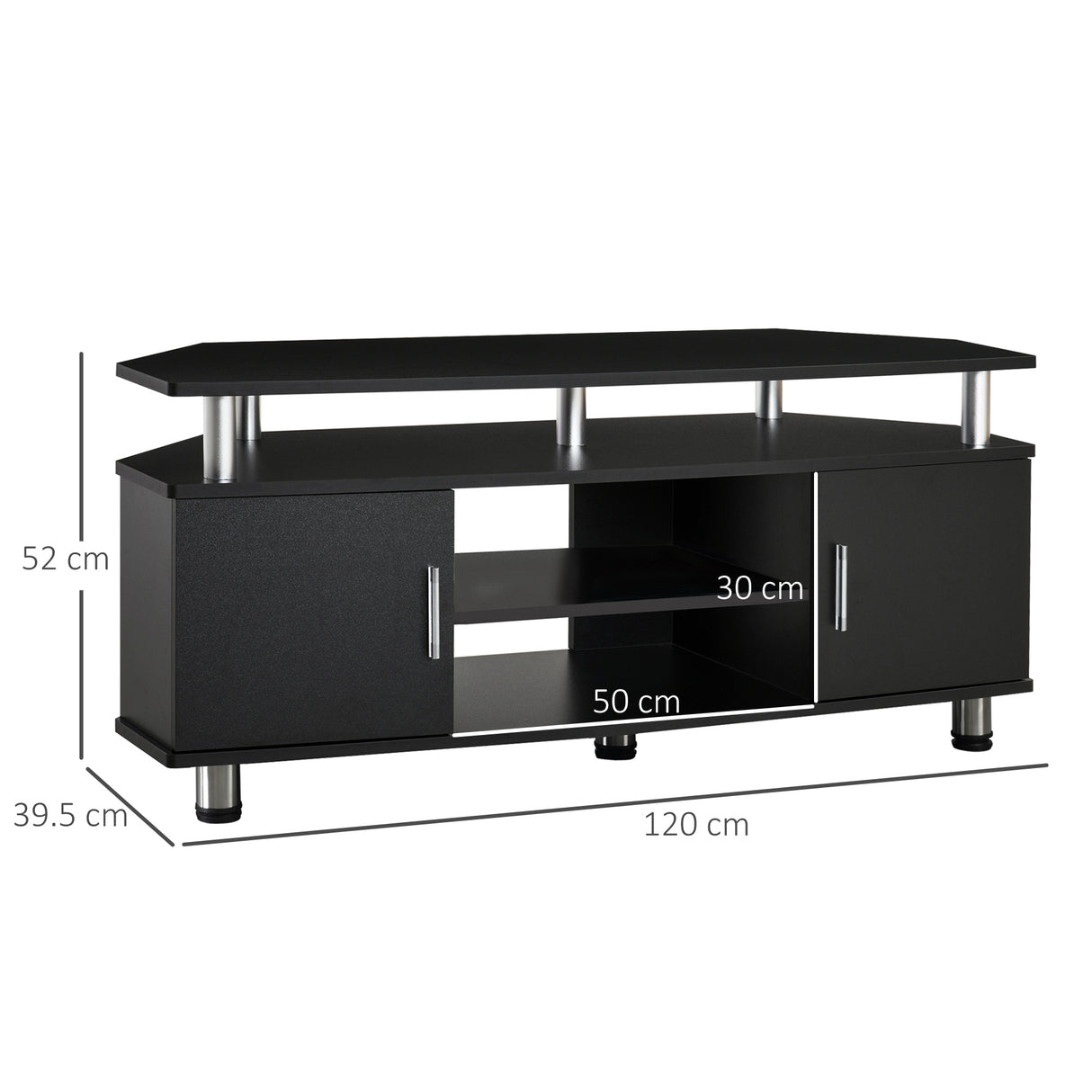 Particle Board TV Stand 120cm Wide With 2 Doors - Velmora