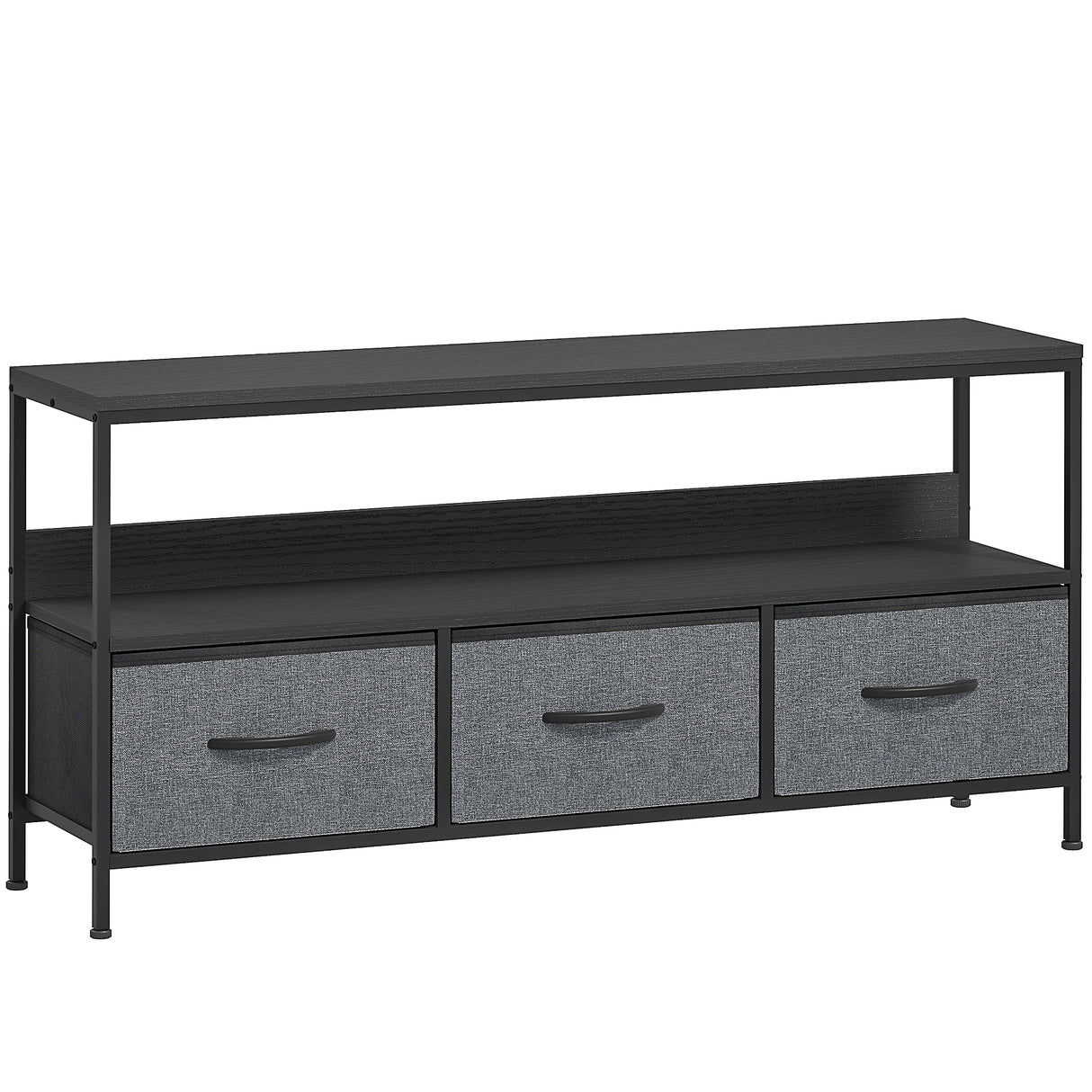 Particle Board TV Stand 120cm Wide With 3 Foldable Drawers - Velmora