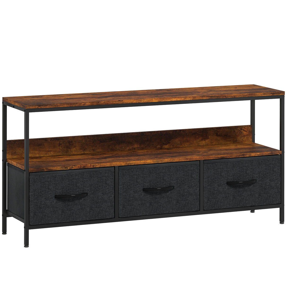 Particle Board TV Stand 120cm Wide With 3 Foldable Drawers - Velmora