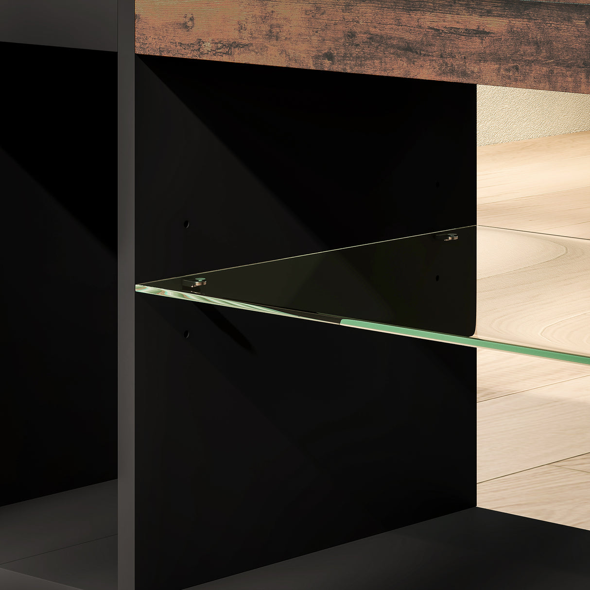 Particle Board TV Stand 140cm Wide With LED Lights - Velmora