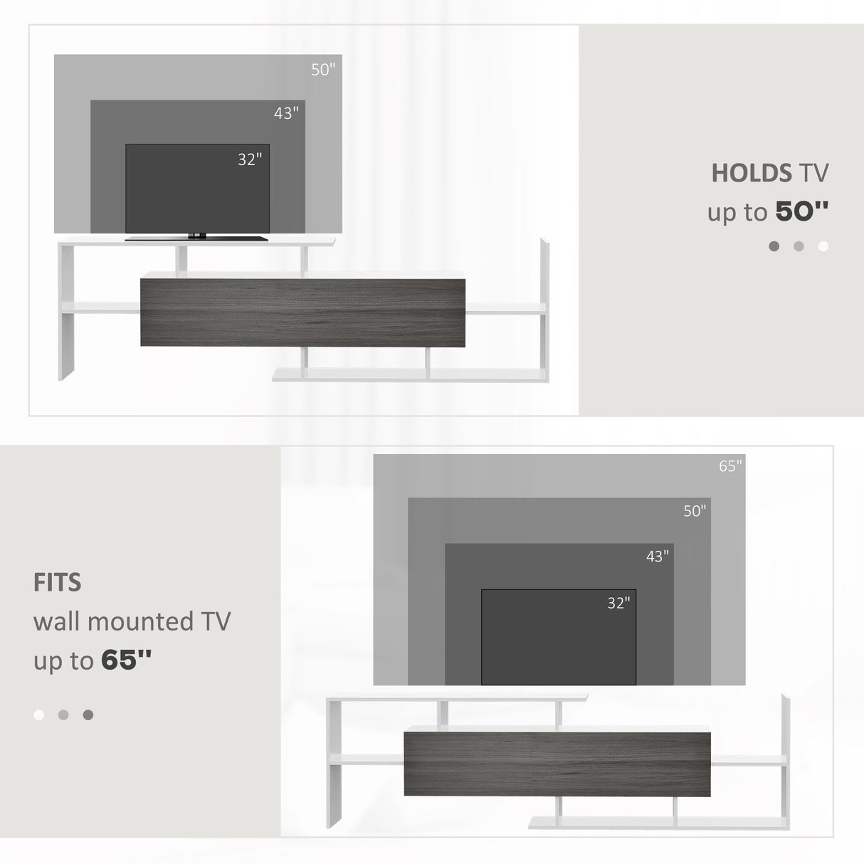 Wooden TV Stand 153.6cm Wide With Wall Shelf - Velmora